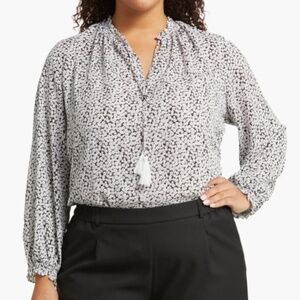 Nanette Lepore Blouse Long Sleeve Printed Blouse Floral